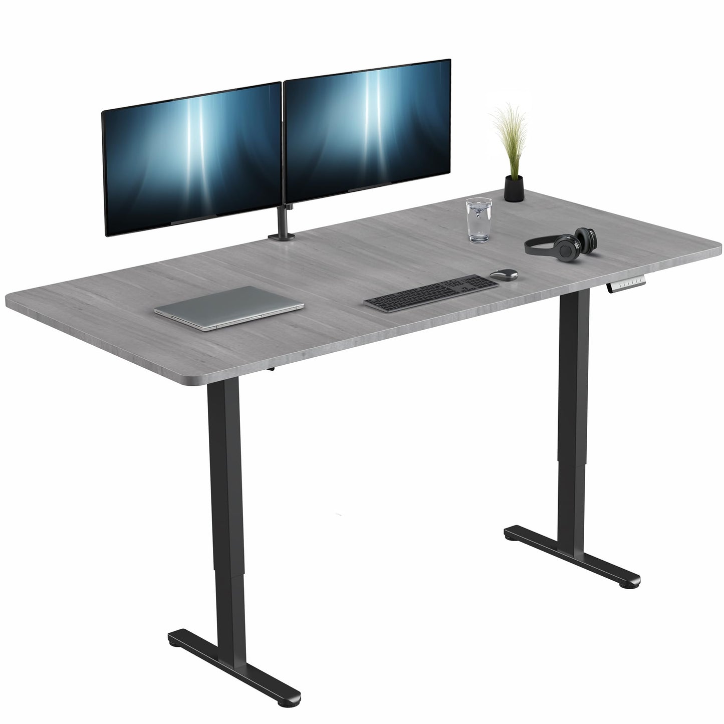 VIVO Electric 71 x 36 inch Standing Desk, Dual Motor Memory Controller Height Adjustment, E2B Series, Dark Gray Top Black Frame, DESK-KIT-E2B7G-36