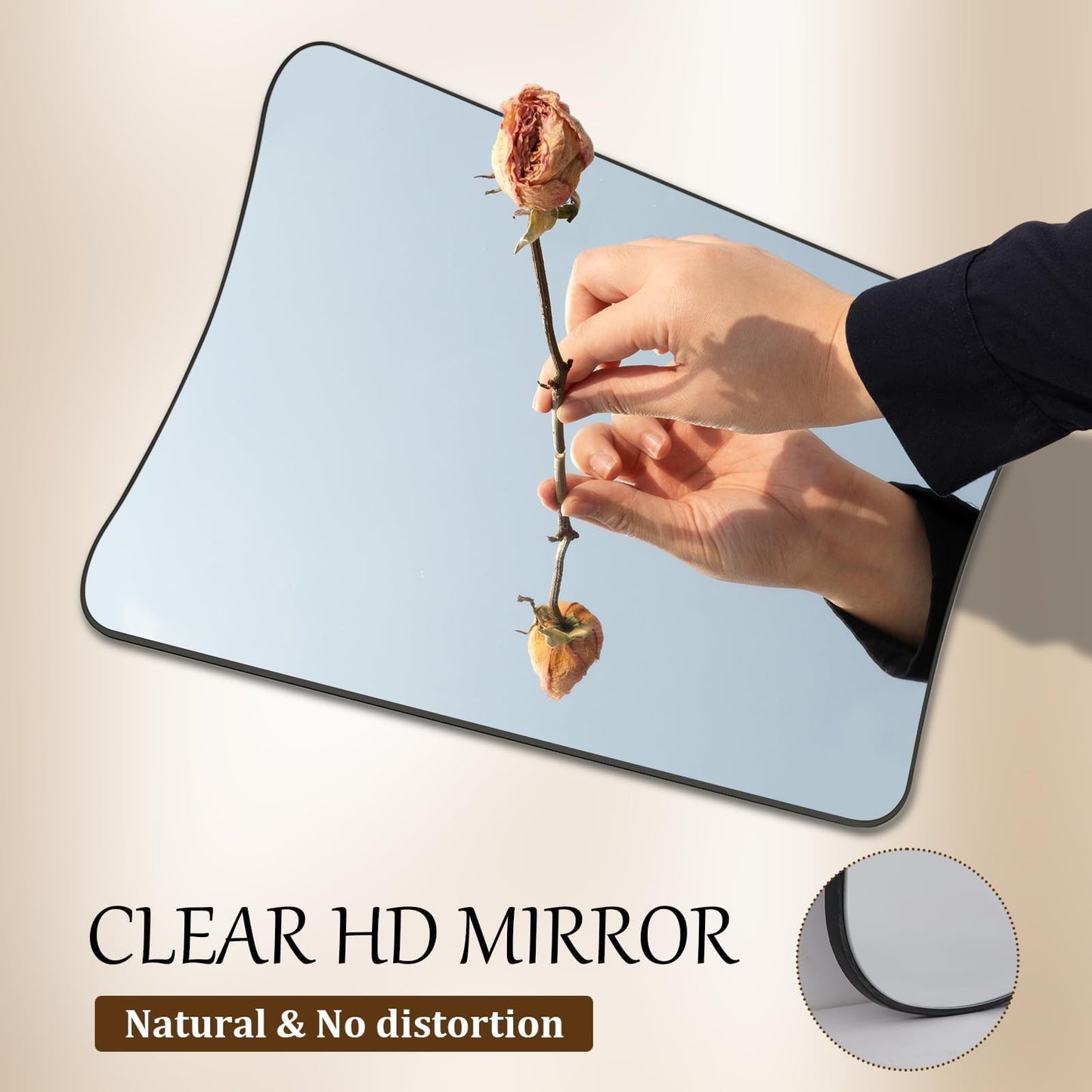 Easly 22''x32'' Irregular Wall Mirror, Butterfly-Shaped Irregular Frameless Bathroom Mirror, Curved Artistic Mirrors for Wall, High-Definition Vertical Hanging Decorative Mirror