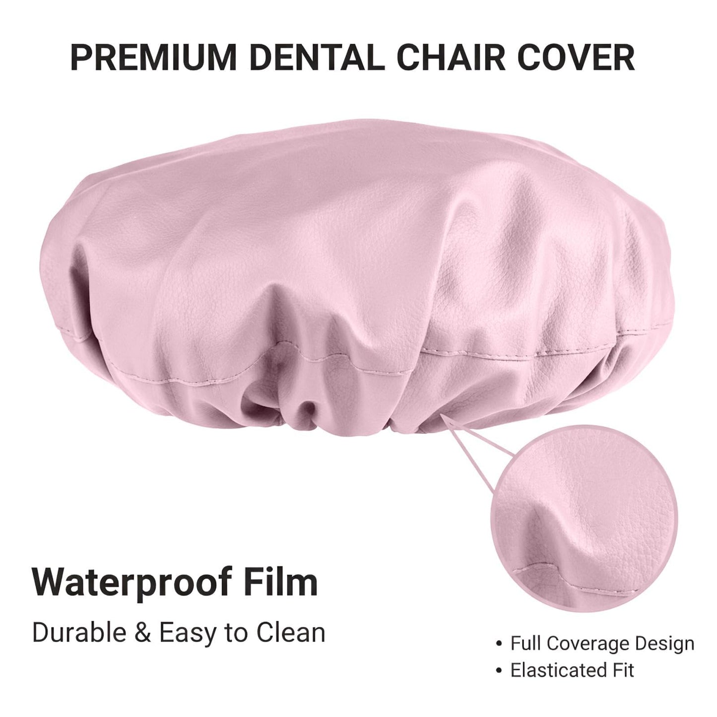 buyzg 5Pcs Dental Chair Covers Set - Waterproof & Non-Slip PU Leather Elastic Full Covers with Foot, Seat, Headrest & Backrest Protectors for Dental Clinic Chairs(Pink)