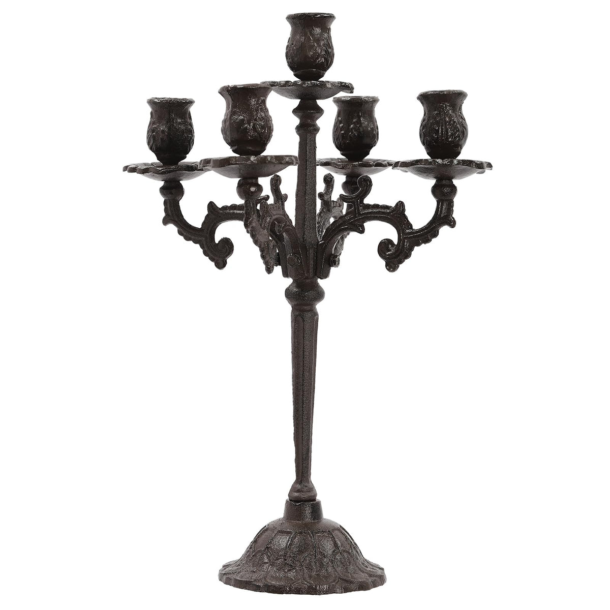 5-Candle Metal Candelabra 17inch Tall Decorative Pillar Candle Stand Elegant Candle Holder for Home Decor, Event, Wedding, Party