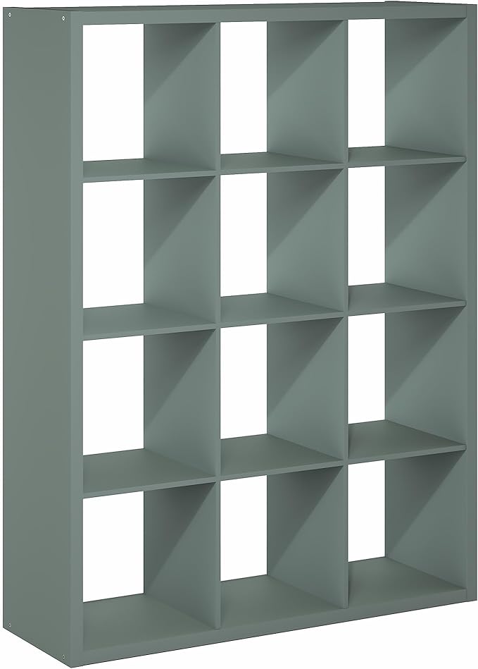 Furinno Cubicle Book Shelf, 12-Cube Bookshelf, Extra Thick Frame Reversible