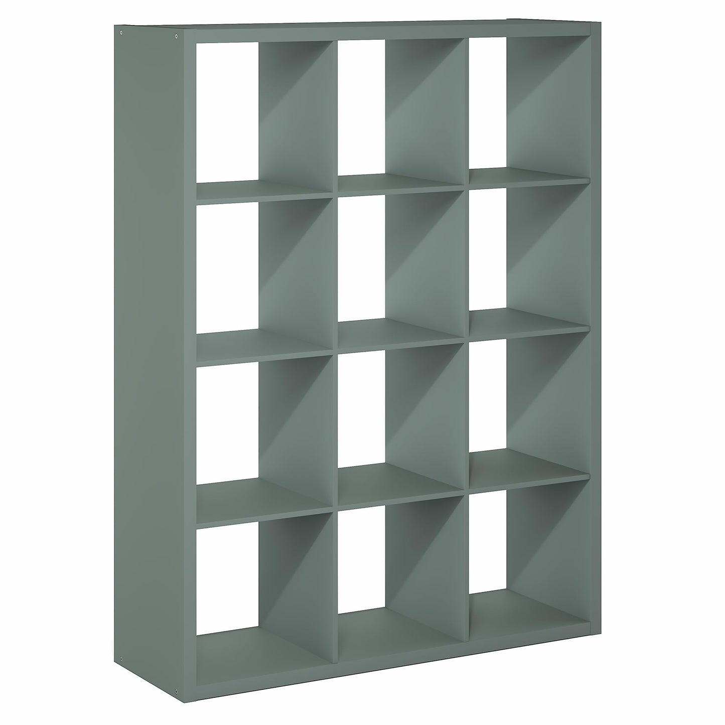 Furinno Cubicle Book Shelf, 12-Cube Bookshelf, Extra Thick Frame Reversible Bookcase with Open Back, 14.6" x 44" x 58", for Living Room, Bedroom, Home Office, Sage Green