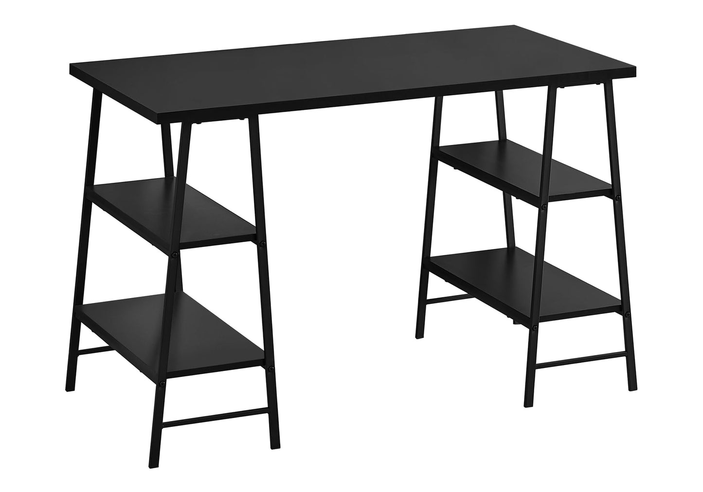 Monarch Specialties I 7522 Computer Desk, Home Office, Laptop, Storage Shelves, 48" L, Work, Metal, Laminate, Black, Contemporary, Modern