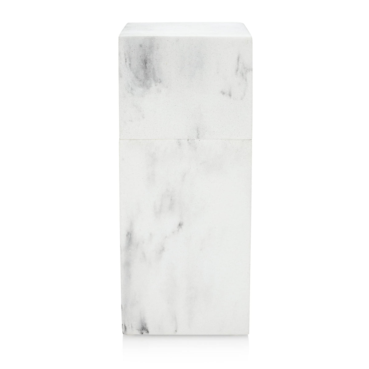 Essentra Home Toothbrush Holder with Lid, Elegant White Marble Bathroom Toothbrush & Toothpaste Organizer – Blanc Collection