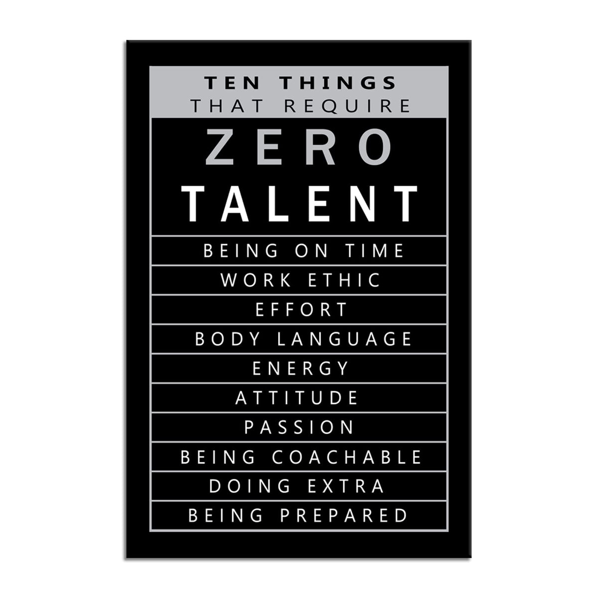 Inspirational Framed Canvas Wall Art Motivational Positive Entrepreneur Quotes Ten Things That Require Zero Talent Modern Home Office Decoration Artwork Paintings Stretch Ready to Hang[12" W X 18" H]