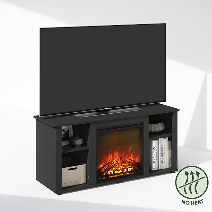 Furinno Jensen Fireplace TV Stand, NO Heat Decorative Electric Fireplace TV