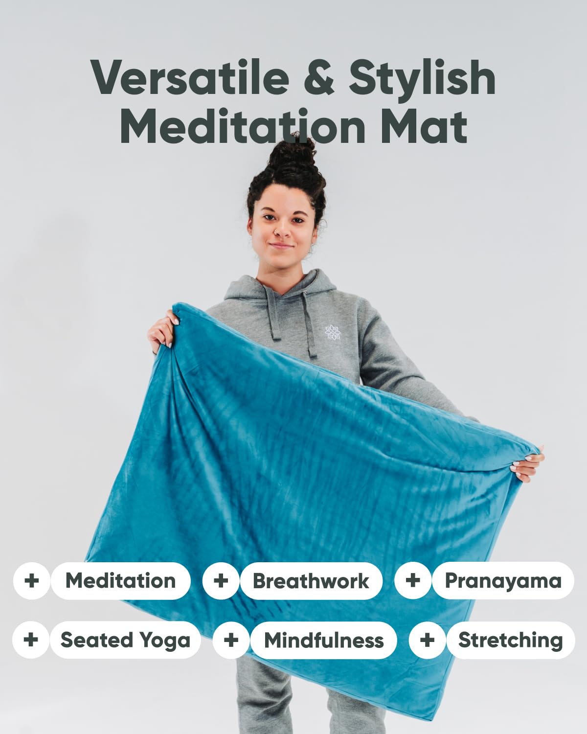 Mindful Modern Velvet Zabuton Meditation Mat - Luxurious Meditation Cushion Pillow with 100% Cotton Filling - Enjoy Better Posture and Greater Comfort for Zafu or Bench (Tropical Turquoise)