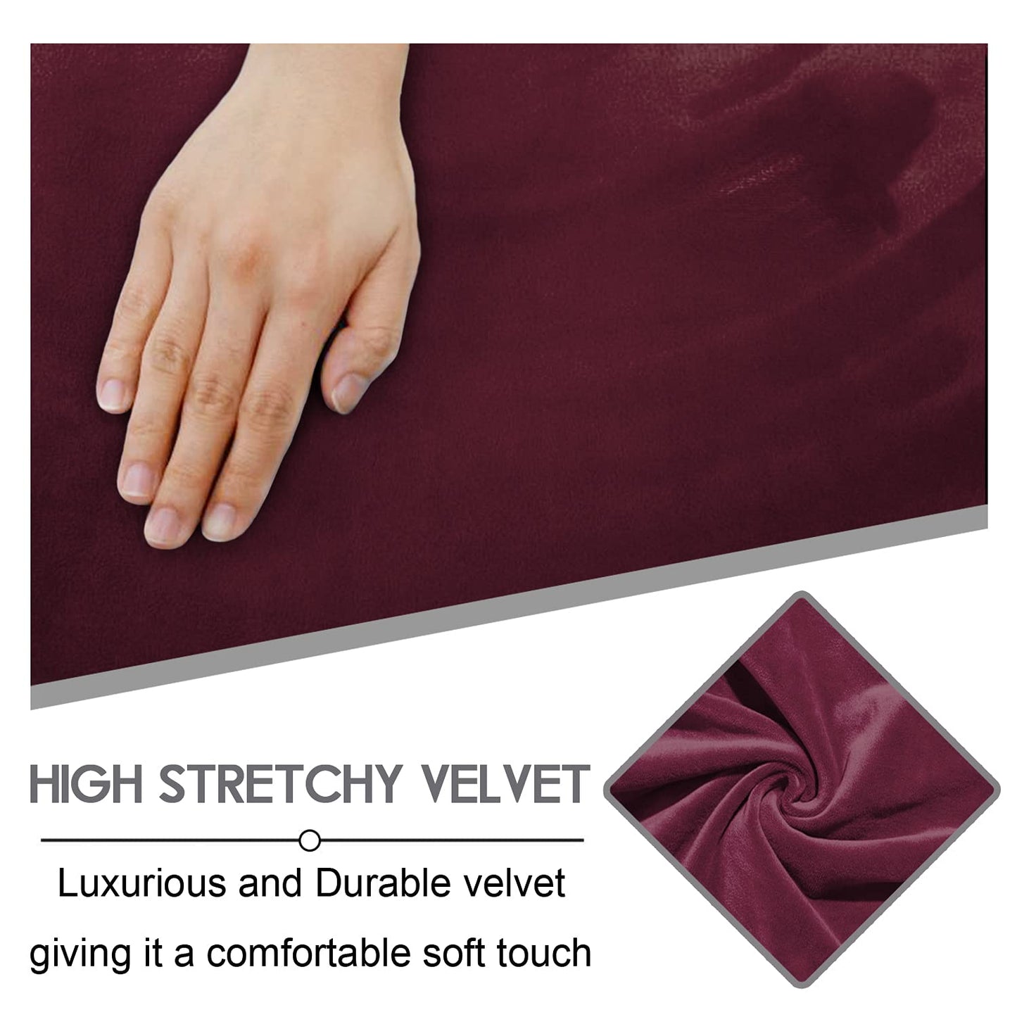 Reclining Love Seat with Middle Console Slipcover, 8-Piece Velvet Stretch Loveseat Reclining Sofa Covers, 2 seat Loveseat Recliner Cover, Thick, Soft, Washable, Loveseat Slipcovers (Burgundy - Wine)