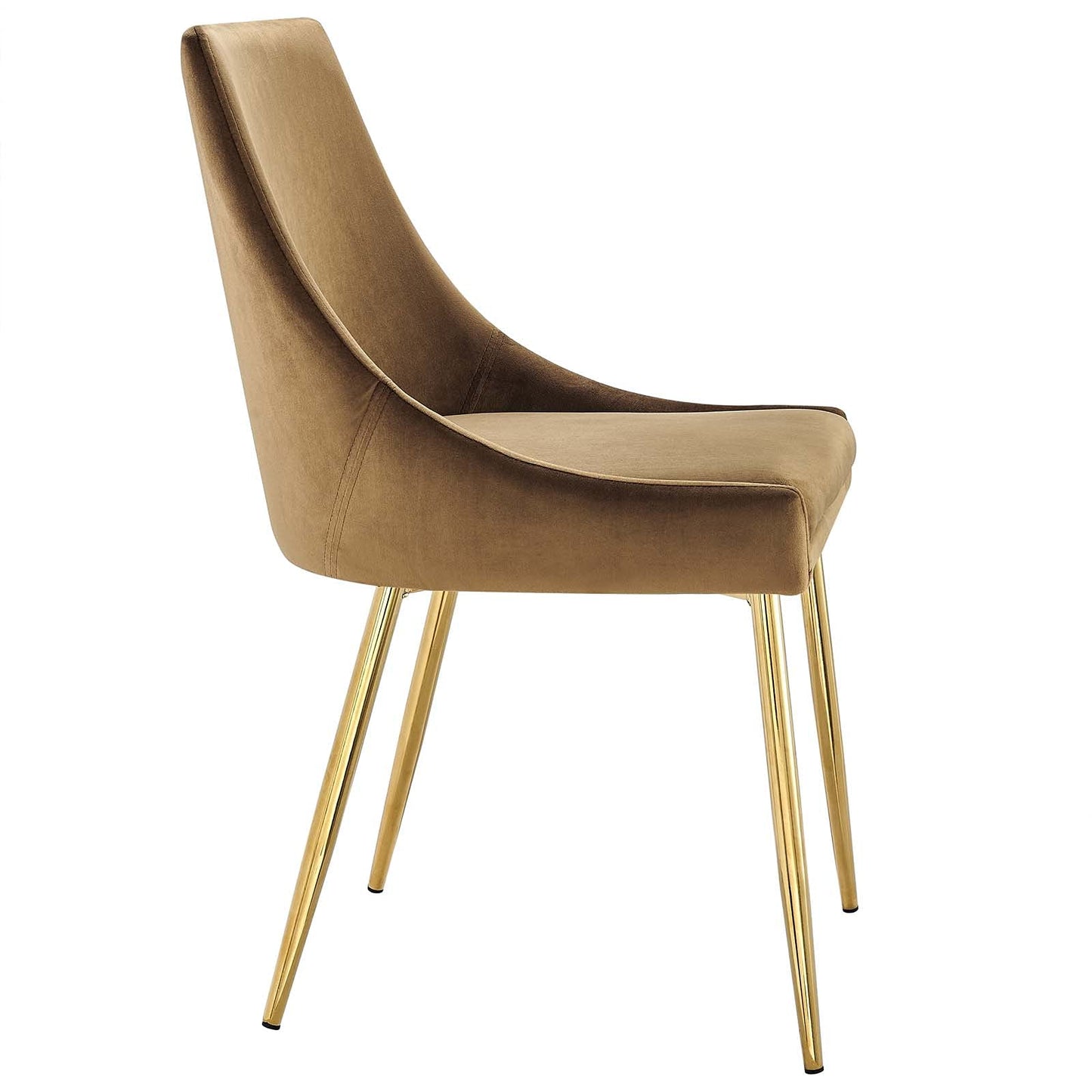 Modway Viscount Performance Velvet Upholstered Side Dining Chairs in Gold Cognac - Set of 2
