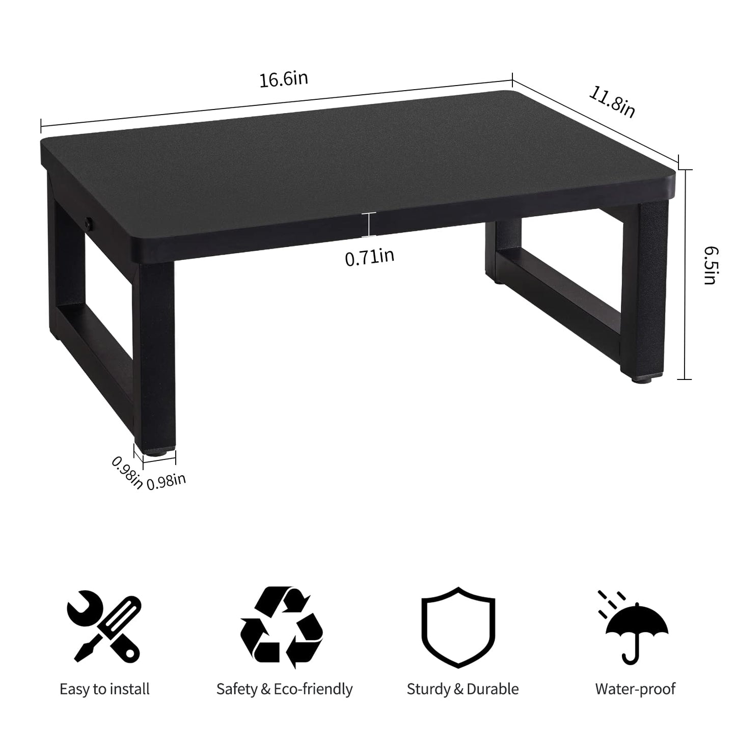 Snughome Wooden Step Stools for Adults Kids, Solid Wooden Bedside Step Stool Adults Hold Up to 350 lb, One Step Foot Stool for Kitchen, Bedroom, Living Room, Bathroom - Self-Assembly(Black)