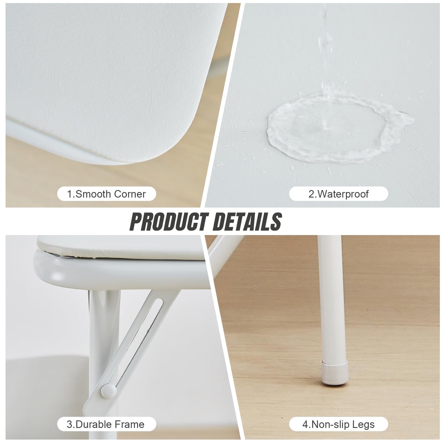 CHAIRABLE Square Folding Table, Portable Heavy Duty Card Table with Vinyl Top, Indoor Outdoor Foldable Table for Party, Picnic, Camping, Office & Events (White)