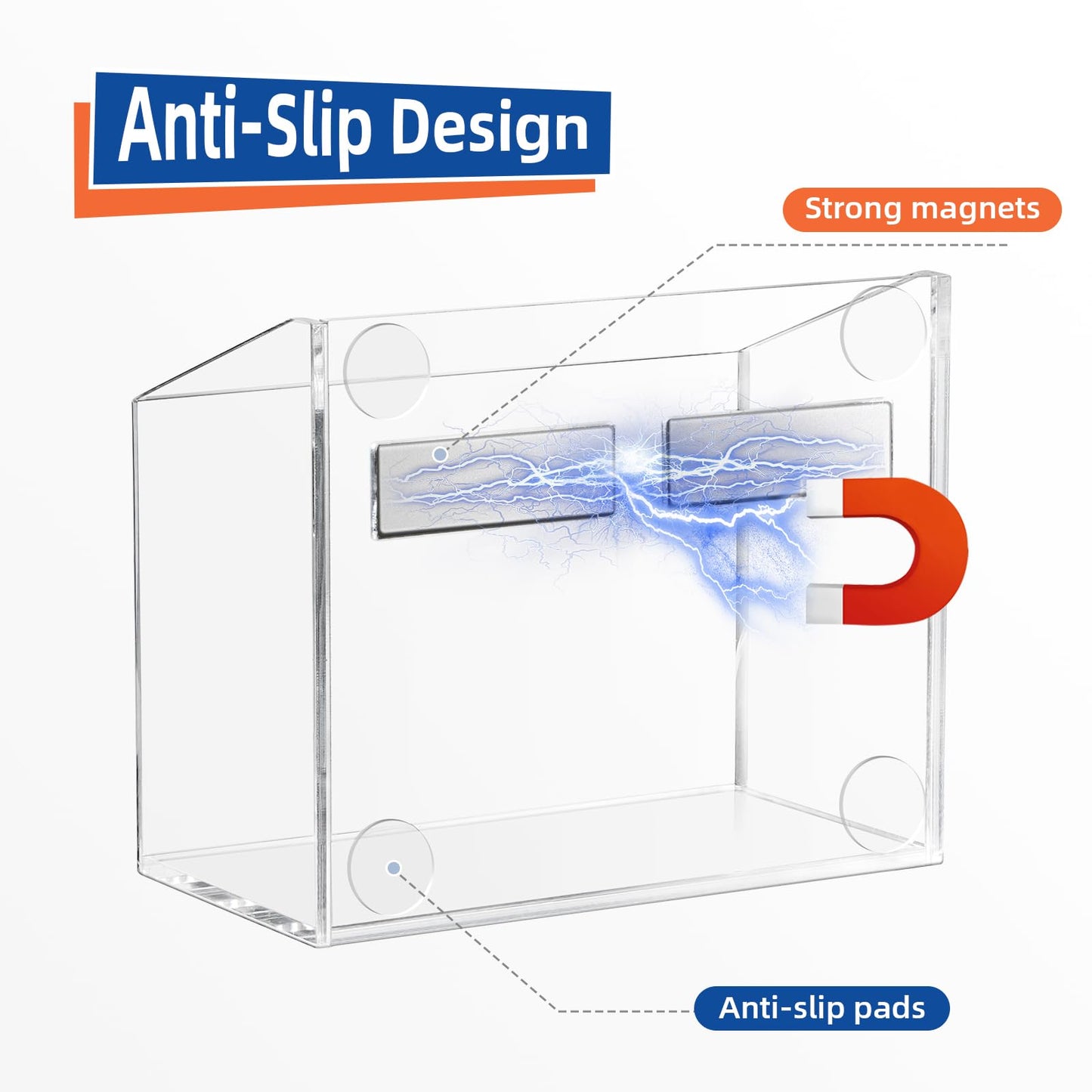 Simetufy Magnetic Pen Holder, Magnetic Dry Erase Marker Holder, magnetic pen holder for refrigerator, whiteboard, Pens, Pencils, Non-slip Acrylic Magnetic Marker Holder- Transparent, 1 Pack