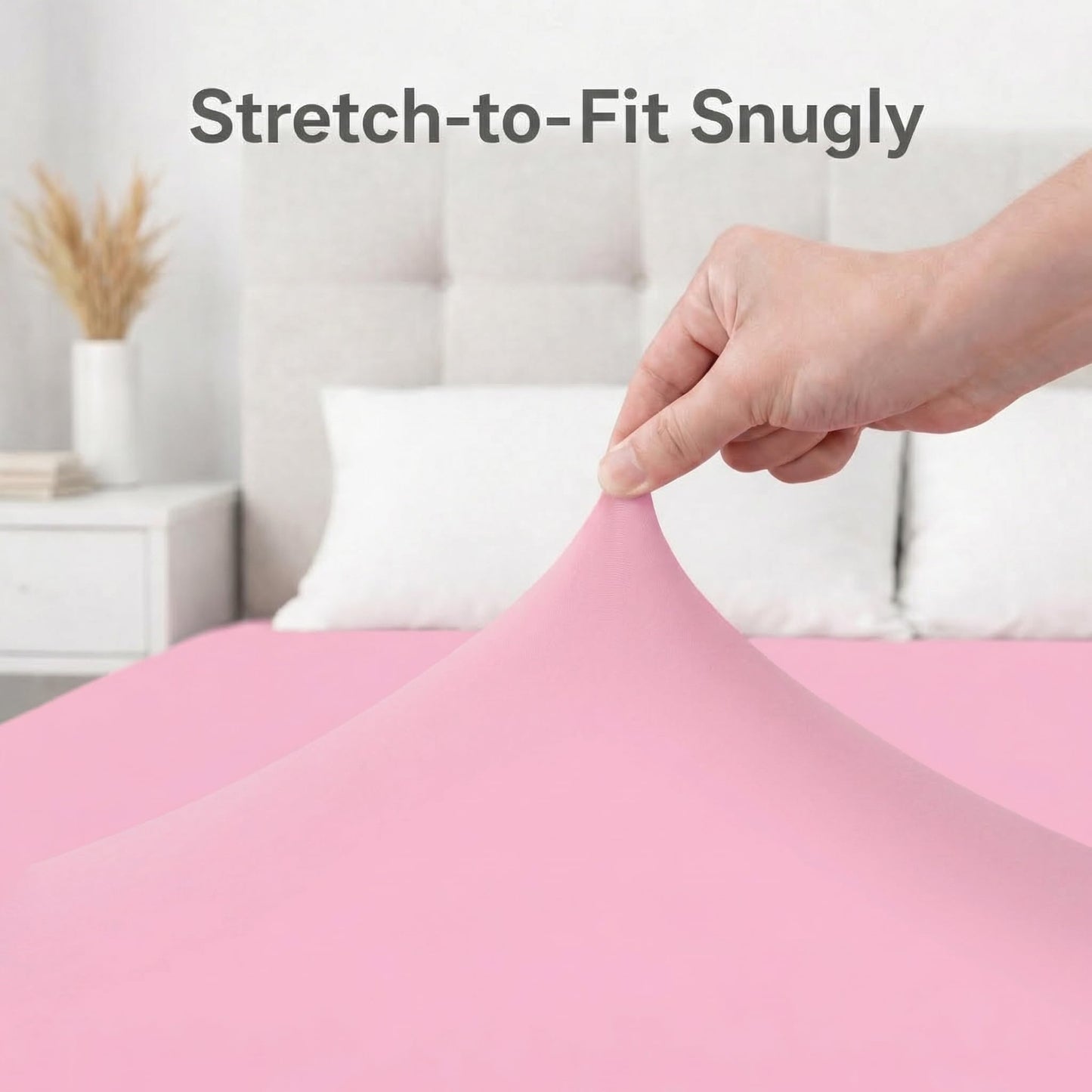 Stretchy Full Size Fitted Sheet for 4 Inch Low Profile Mattress - Snug Fit with No Baggy Fit for Thin Mattress, Tri-Fold Bed, Trundle Pull-Out, RV Bunk & Camping Cots, Daybed - Pink, Full