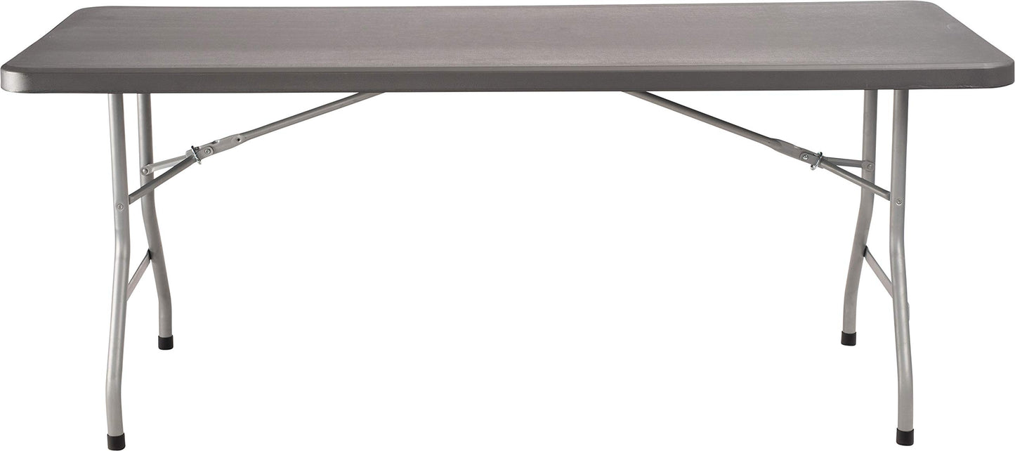 National Public Seating 30" x 72" Plastic Folding Table - Adjustable, Heavy-Duty, Portable, Indoor/Outdoor Table for Office, Camping, Events & Parties – Scratch & Heat Resistant, Charcoal Gray