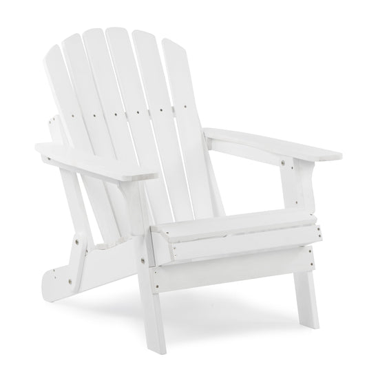 Wood-Natrl Oversized Wooden Folding Adirondack Chair with Pre-Assembled Backrest and Seat Board, Lounge Chair for Outdoor Patio Garden Lawn Backyard Firepit Deck Pool Beach