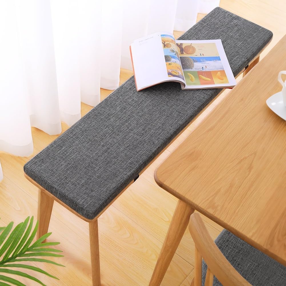 Lvgesse 3cm Thick Bench Cushion for Indoor/Outdoor Custom Size Thick Linen Non-Slip Seat Pad with Zipper Removable Cover for Patio Garden Swing Porch Window Chair Furniture Cushions(Gray,12x70)