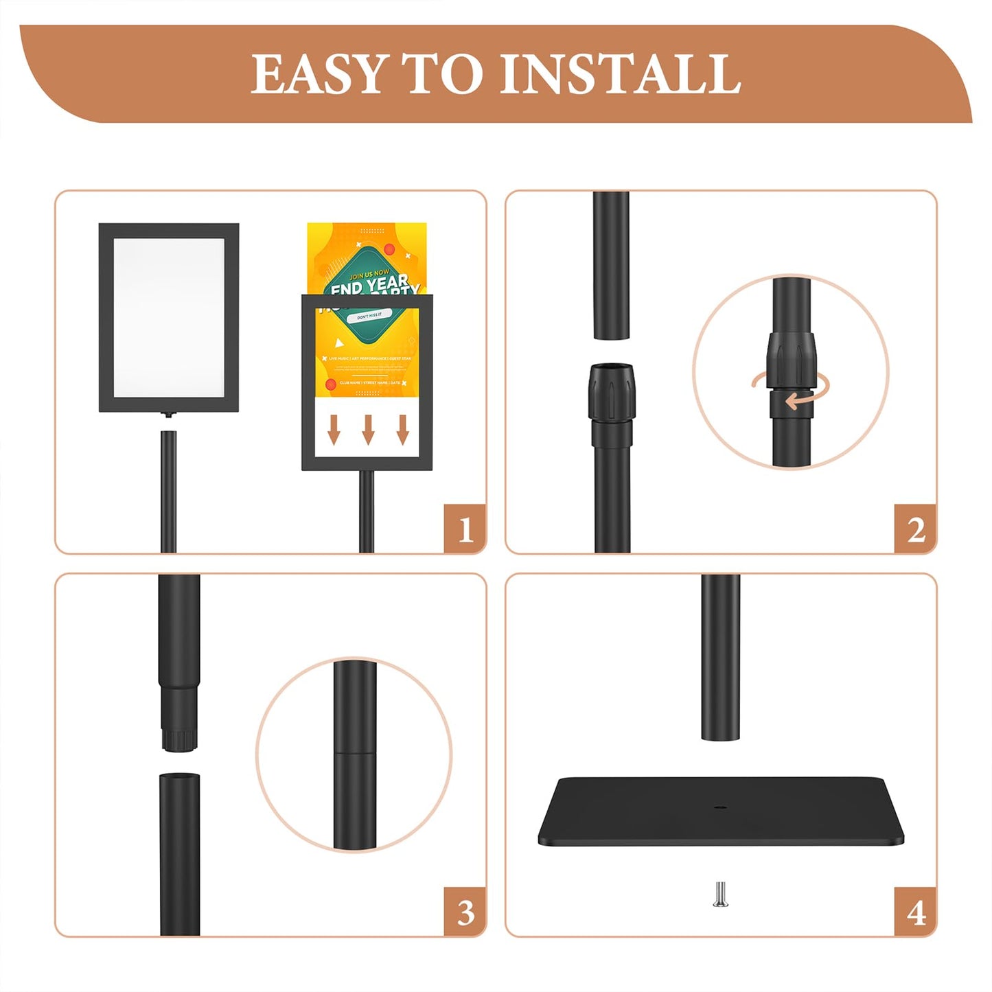 Relx Standing Sign Holder 11 x 17, Adjustable Pedestal Sign Stand, Double-sided Floor Signage Stands for Outdoor Indoor Poster Display