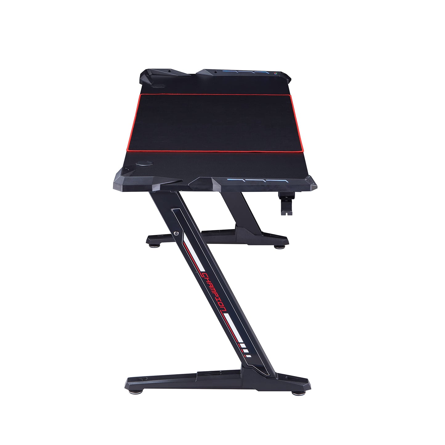 Homes: Inside + Out Kindira Modern Steel Gaming Desk with USB Ports, PC Mouse Pad and Rotatable Cup-Holder for Home Office, Classroom, Study Room, Black, Rectangular