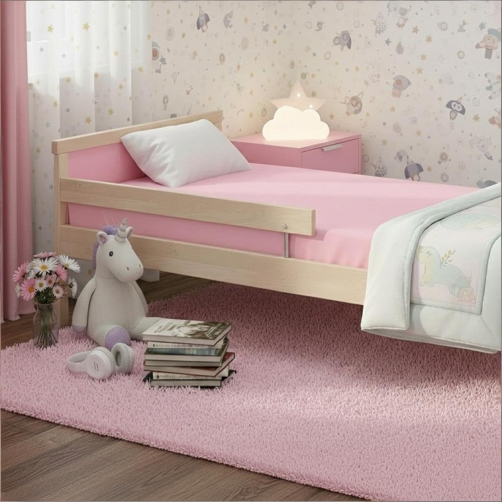 Stretchy Full Size Fitted Sheet for 4 Inch Low Profile Mattress - Snug Fit with No Baggy Fit for Thin Mattress, Tri-Fold Bed, Trundle Pull-Out, RV Bunk & Camping Cots, Daybed - Pink, Full
