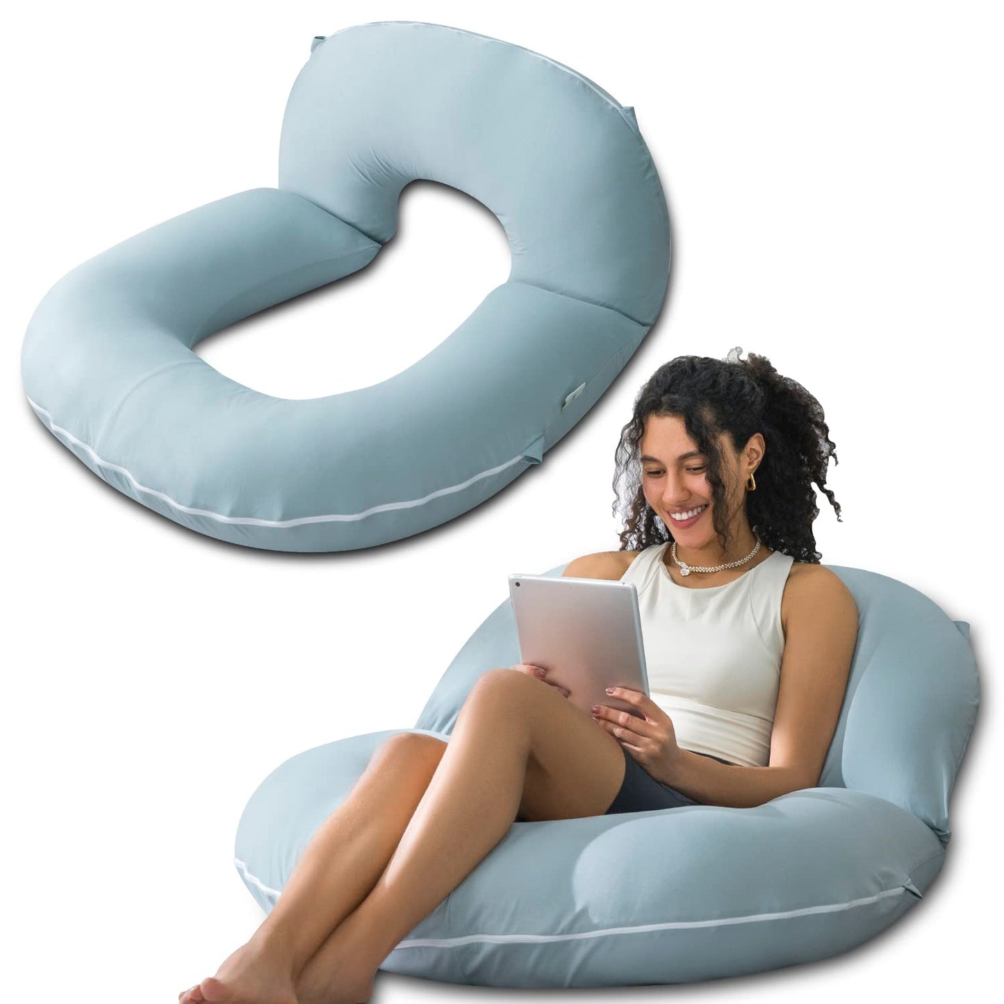 INSEN Reading Pillow, Back Pillow for Sitting in Bed for Reading, Nurse & Relax, Reading Pillow for Adults, Moms & Kids, Sit Up Pillow for Bed, Green