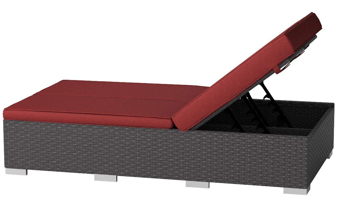 Modway EEI-1983-CHC-RED Outdoor Patio Sunbrella Double Chaise, Chocolate Red
