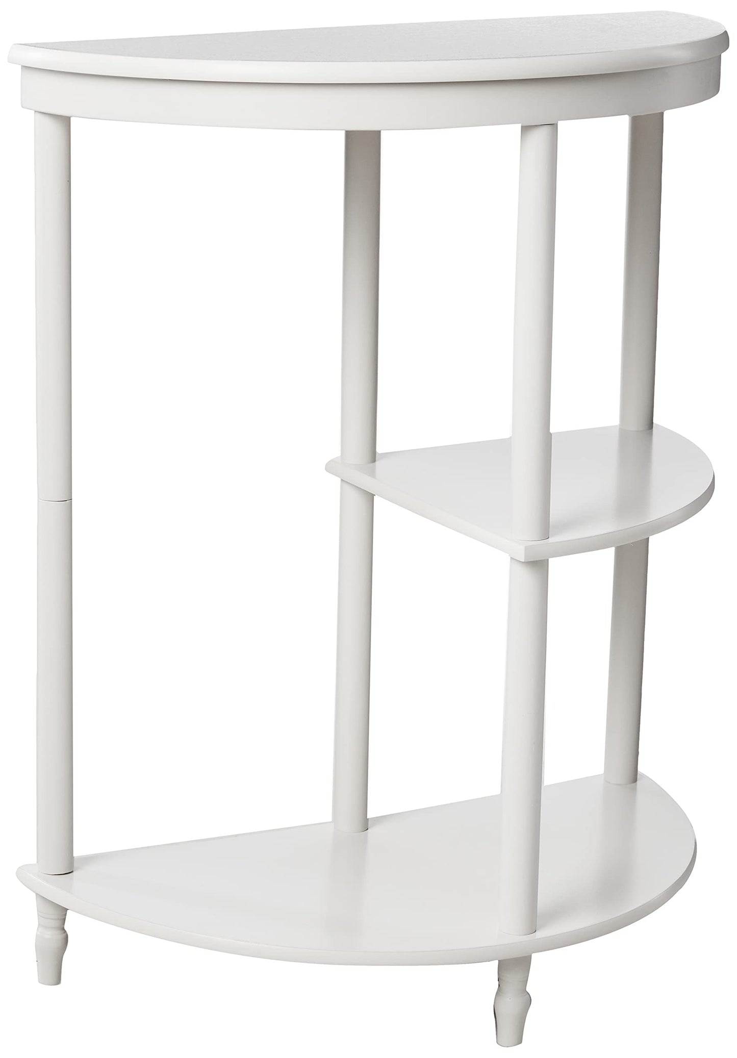 Frenchi Home Furnishing Half Moon Console Table, White, 14.38 in x 26.6 in x 6.5 in