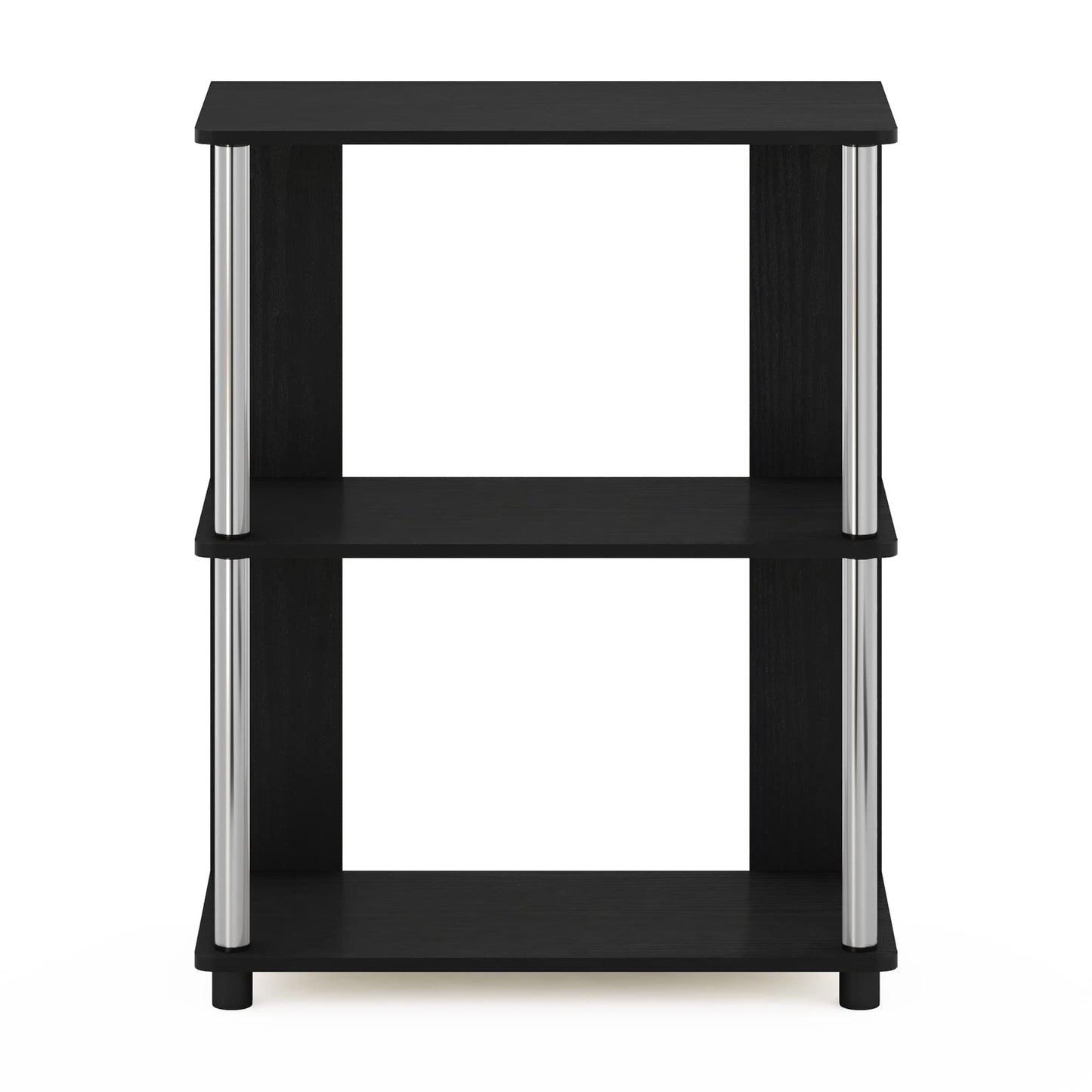 Furinno Jaya Simple Design 3-Tier Bookcase/Bookshelf/Display Rack with Stainless Steel Tubes, Americano