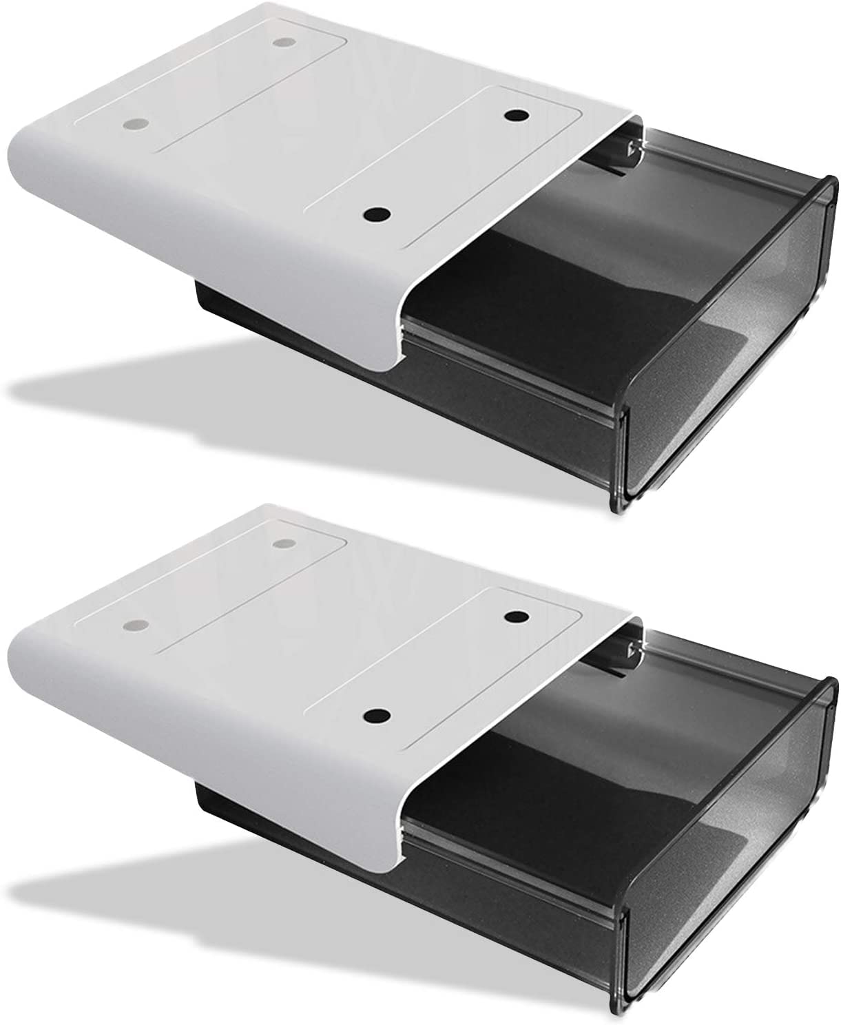 Under Desk Drawer Organizer,2 Pack Self-Adhesive Attachable Under Desk Storage Drawer, Hidden Desk Drawer Slide-out, Stick on Drawer Under Mounted for Office Home Closet Stationery