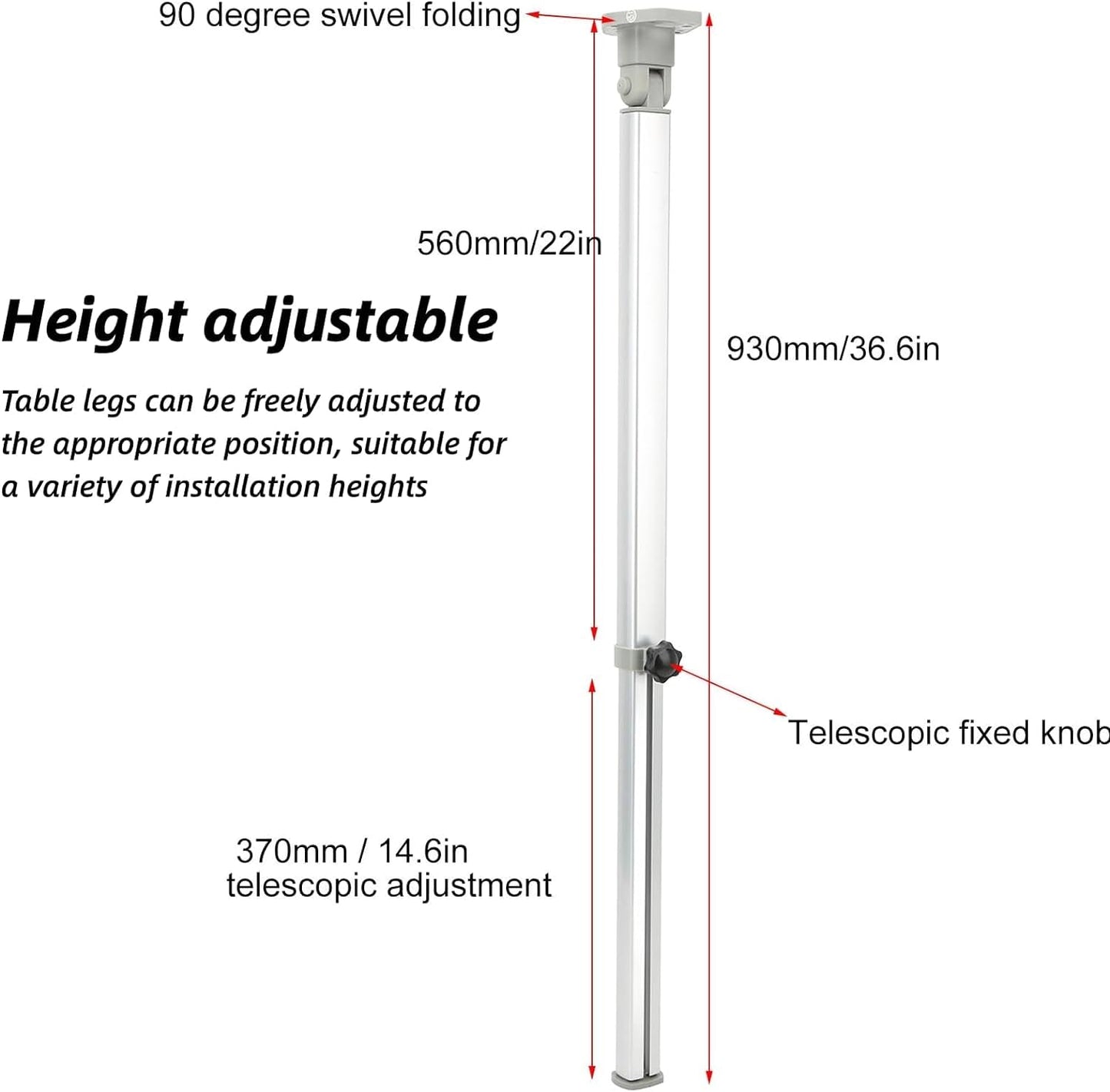 EIMSOAH Folding Table Legs Telescopic Adjustable Bar Desk Legs (Aluminium Alloy) Height Foldable Space Saving for RV Caravan Boat Yacht Office Home Furniture