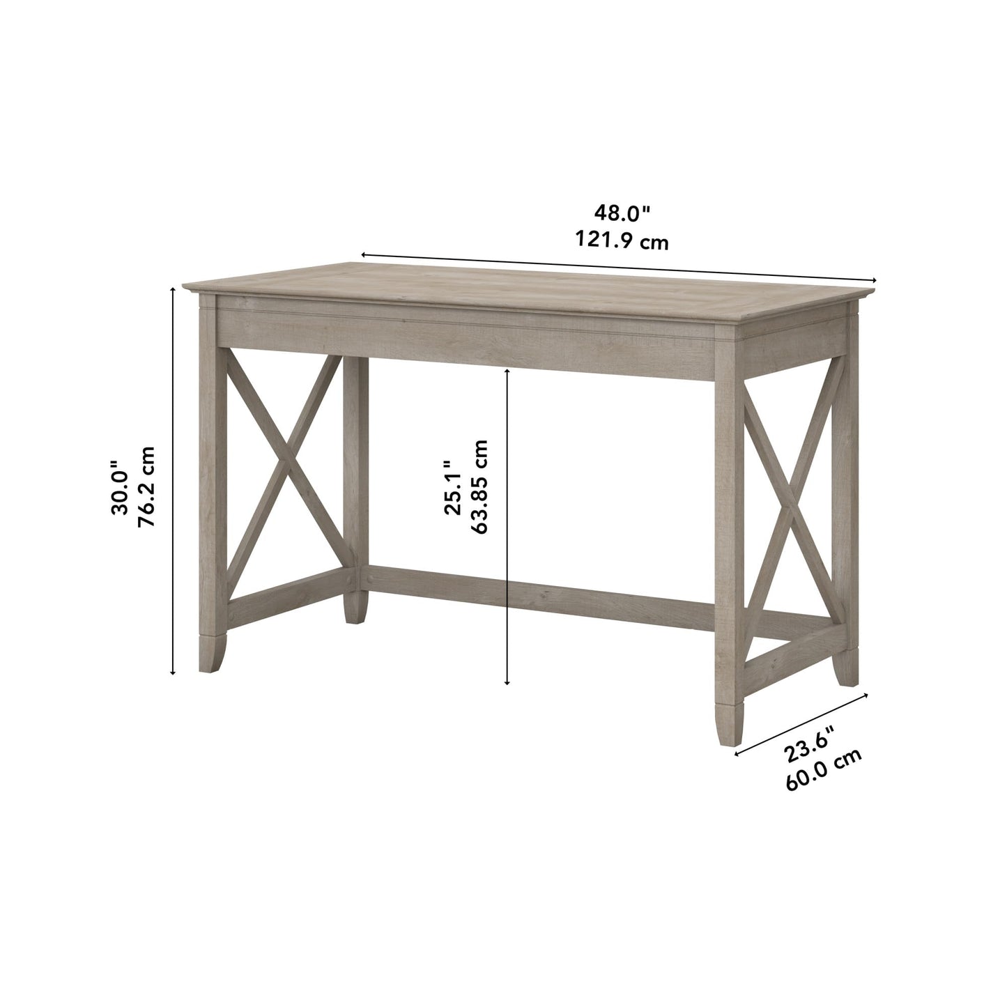 Bush Home Key West Writing Desk for Home Office in Washed Gray | 48W Small Modern Farmhouse Table