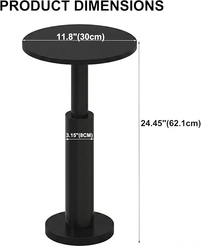 LAATOOREE Small Round Side Table, Accent Drink Coffee Table, Pedestal End Table