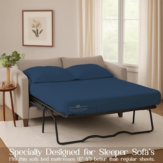 Sleeper Sofa Bed Sheet, 100% Cotton 400 Thread Count, 4 Piece Set, Deep Pocket