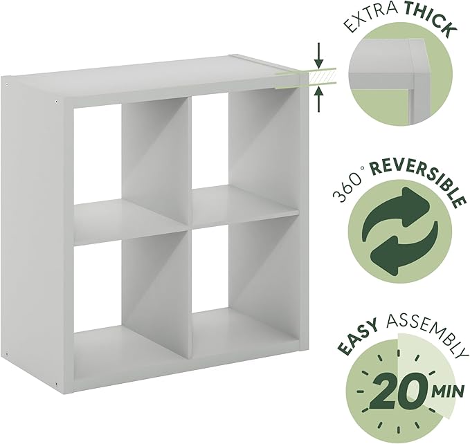 Furinno Cubicle Open Back Decorative Cube Storage Organizer, Light Grey
