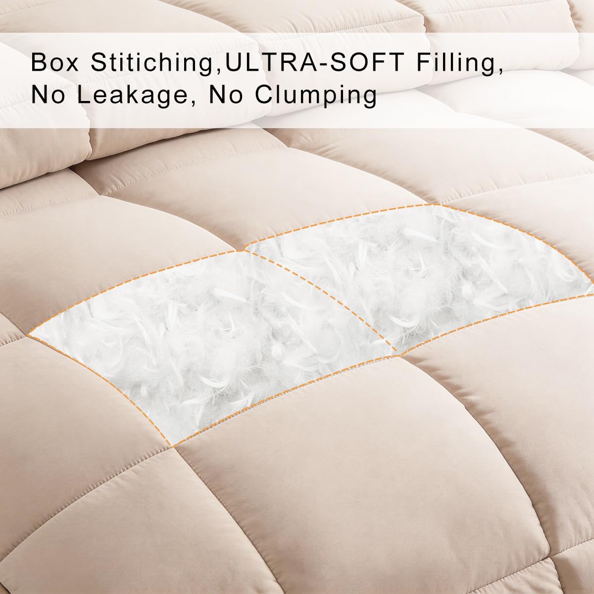 COHOME Premium King Size Comforter, All-Season Quilted Down Alternative Duvet Insert, Luxury Hotel GentleSoft Comforter with Anti-Clump Tech & 8 Tabs - Reversible - Beige 90x102 inches