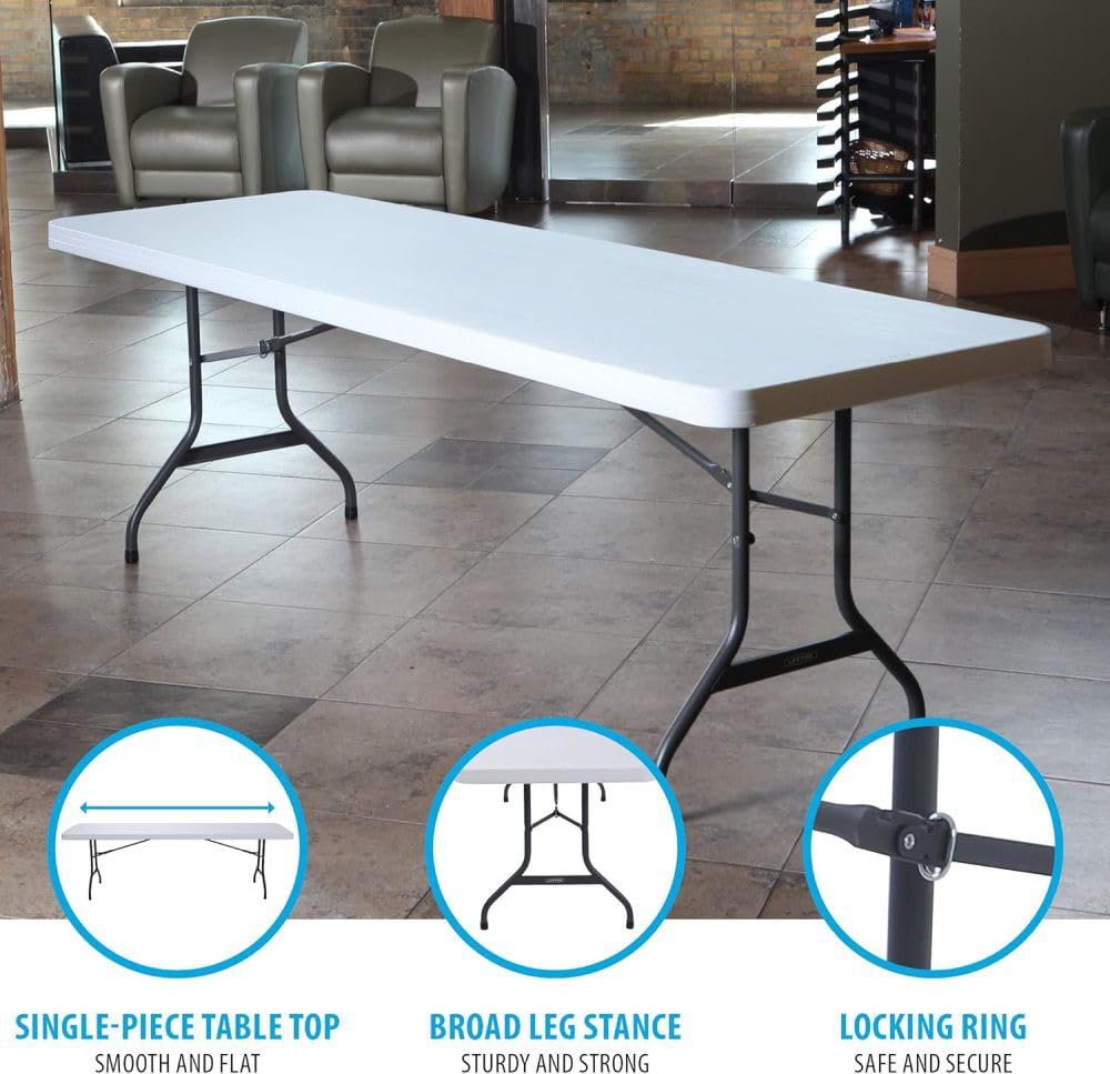 LIFETIME 22980 Folding Utility Table, 8 Feet, White Granite, 96"""