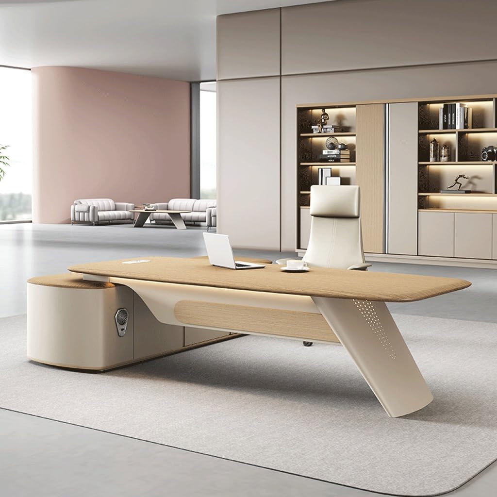 DRTGHYD Vanity Desk Office Desks Simple CEO Boss Desk and Chair Modern Large Office Furniture Chairman