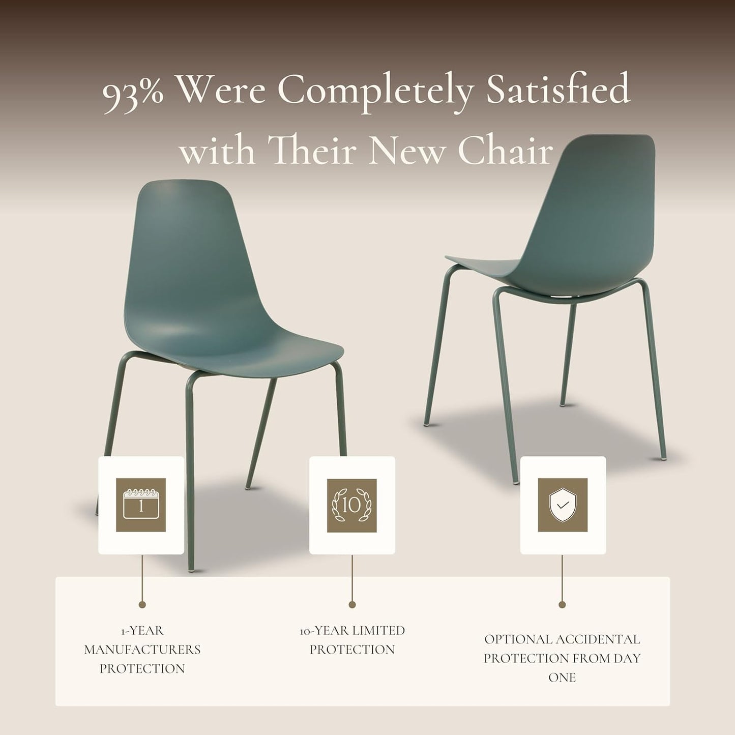 Poly & BARK Isla Stackable Dining Chairs Set of 4 – Mid Century Modern Plastic Dining Chair with Metal Legs – Kitchen & Dining Room Chairs – Dining Table Chairs Set – Indoor/Outdoor – Coastal Blue
