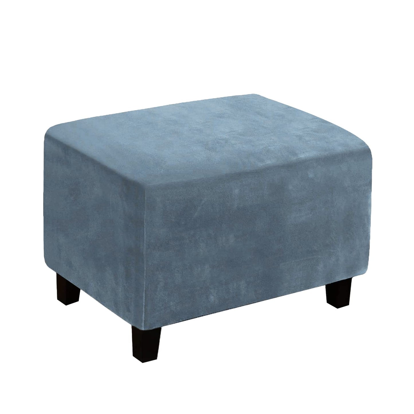 Velvet Ottoman Cover, Stretch Footstools Covers, Plush Foot Stool Slipcover, Removable Footrest Stool Sofa Slipcovers, Folding Storage Stool Furniture Protector for Room(Gray Blue,Rectangular Large)