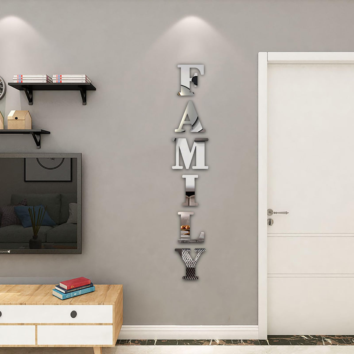 YUZUCMCM Wall Decor Family Letter Signs Home Decor Upgrade Mirrors Stickers Acrylic Wall Decorations for Bedroom Living Room
