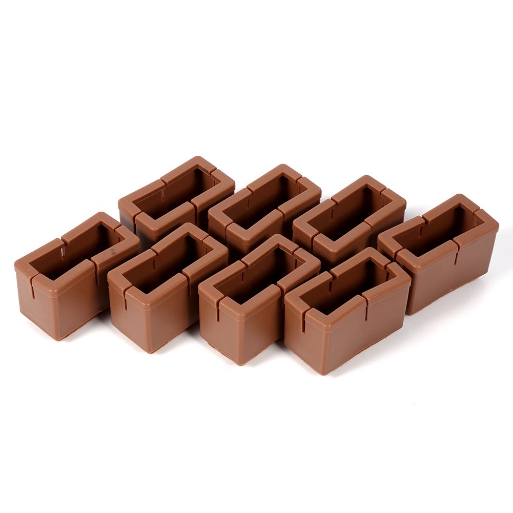 8pcs Chair Leg, Silicone Rectangle Furniture Table Feet Covers Legs Protector with Rubber Sole(Coffee)