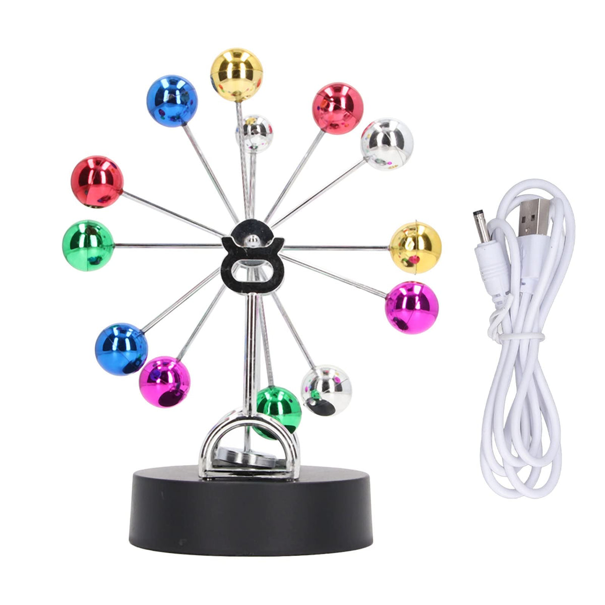 Fnskatzici Electronic Perpetual Motion Machine - Kinetic Art Ferris Wheel Desk - Physics Science Gadget for Office Decor & Stress Relief for Men, Adults(USB/Battery Powered)