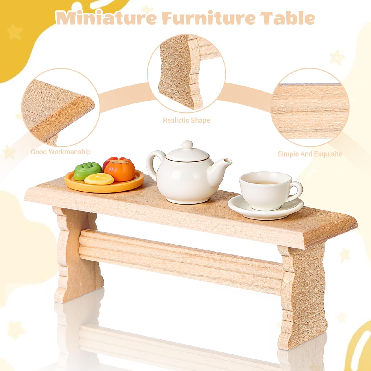 KESYOO Mini Wooden Bench Dollhouse Furniture Wooden Miniature Storage Bench for House Decor Accessory for Mini House and Landscape