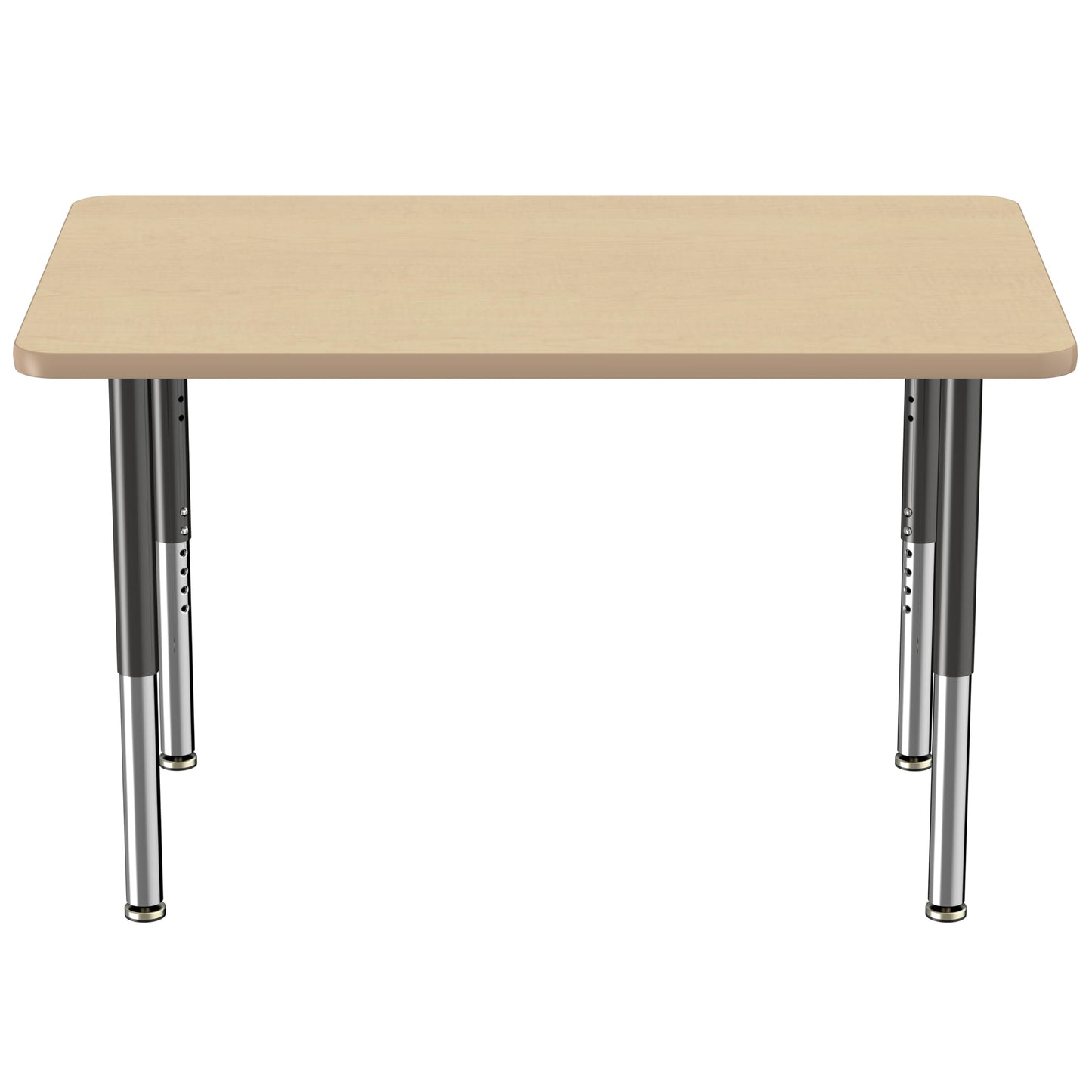 Factory Direct Partners FDP Mobile Rectangle Activity School and Office Table (30 x 48 inch), Super Legs with Glides and Casters, Adjustable Height 19-30 inches - Maple Top and Maple Edge