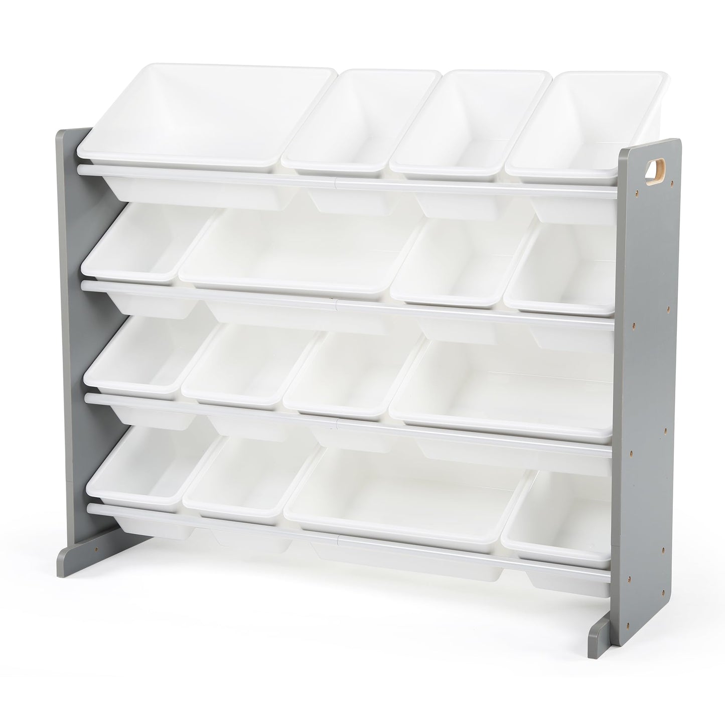 Humble Crew Toy Storage Organizer with 16 Removable Storage Bins for Kids Playroom, 4-Tier Toddler Toy Organization and Storage, Grey/White