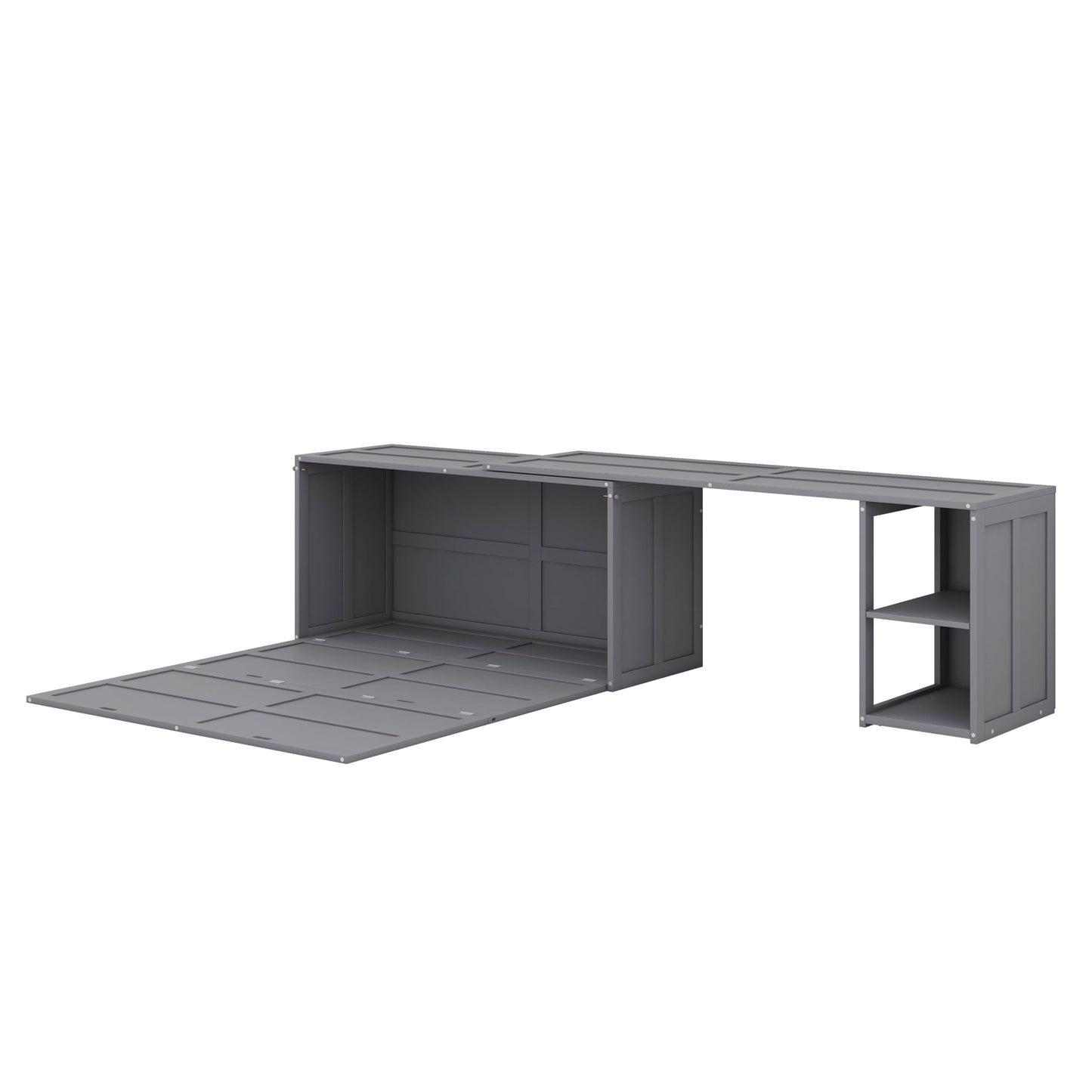 YunNianYang Queen Size Murphy Bed with Rotable Desk (Gray)