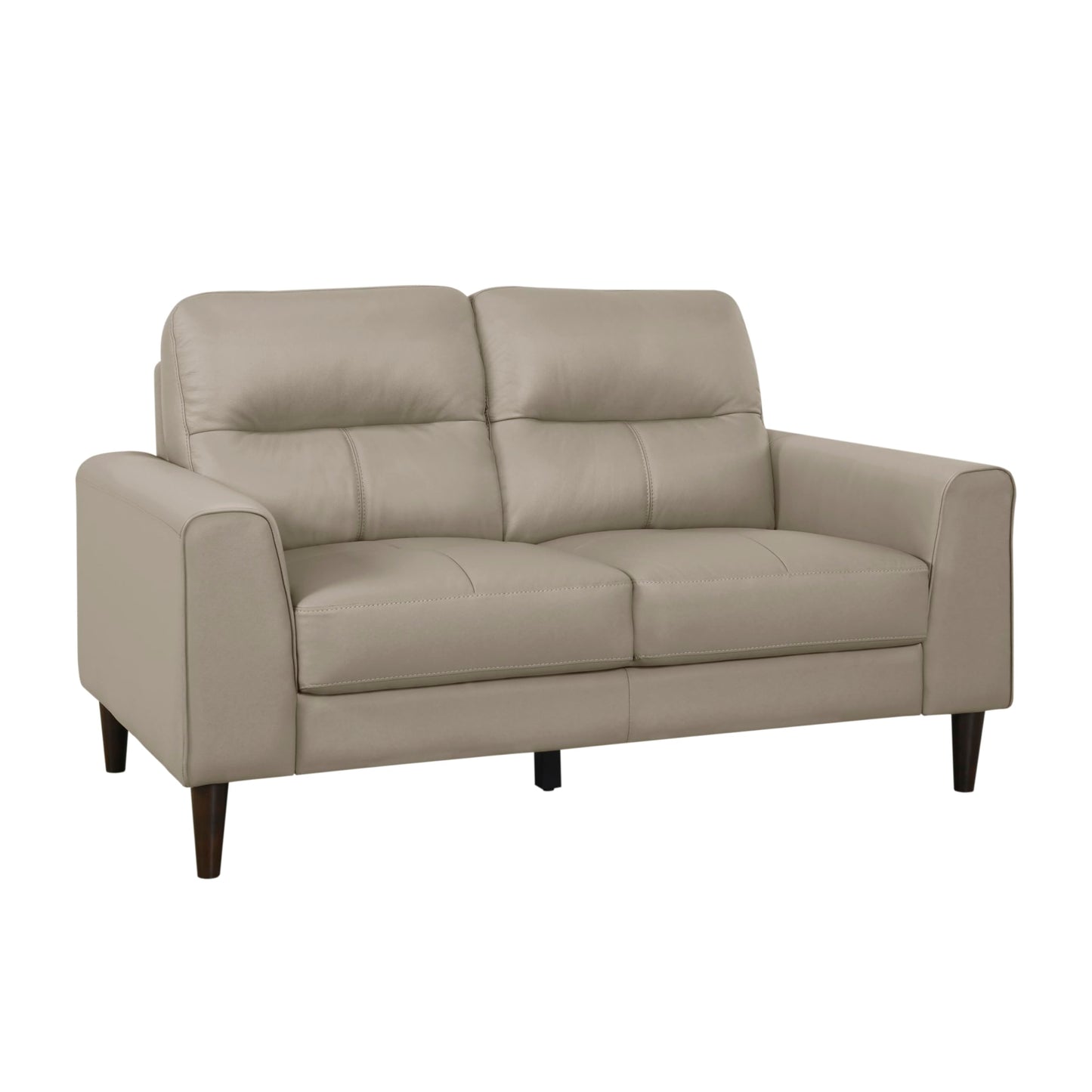 Lexicon 3 Piece Living Room Furniture Sets,Top Grain Leather Match Living Room Sofa Set, Track Arms, Solid Wood Legs, Comfy Couches Including Chair, Loveseat & Sofa, 3 Pieces, Latte