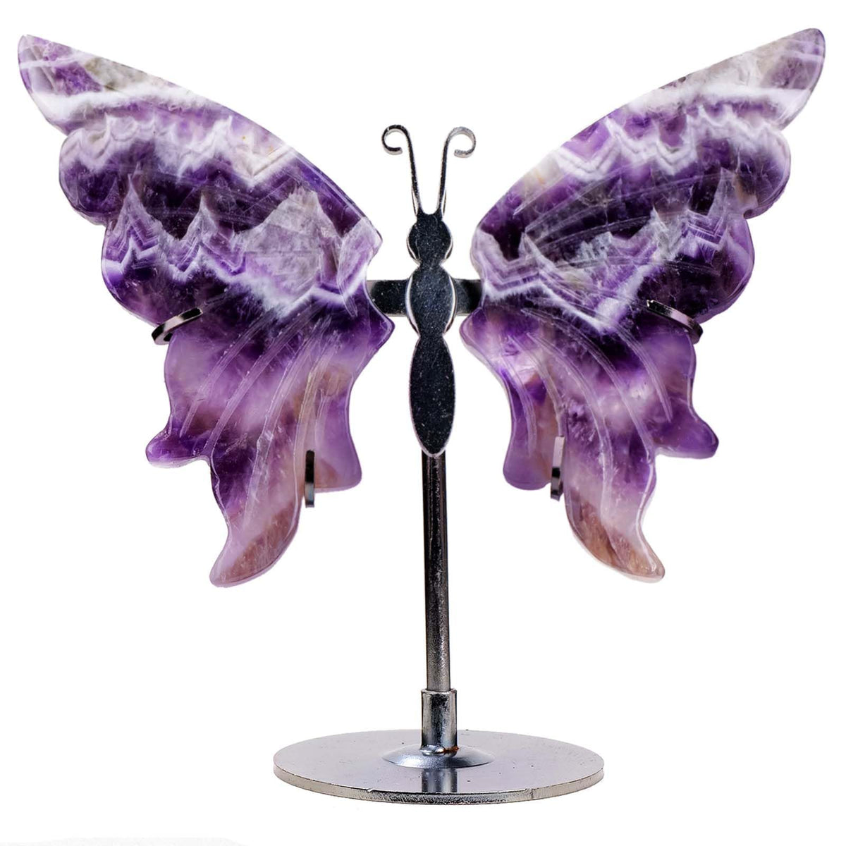 Natural Crystal Butterfly Statue Genuine Crystal Figurine Ornament, Amethyst Agate Wings, Home Office Tabletop Decor (Amethyst)