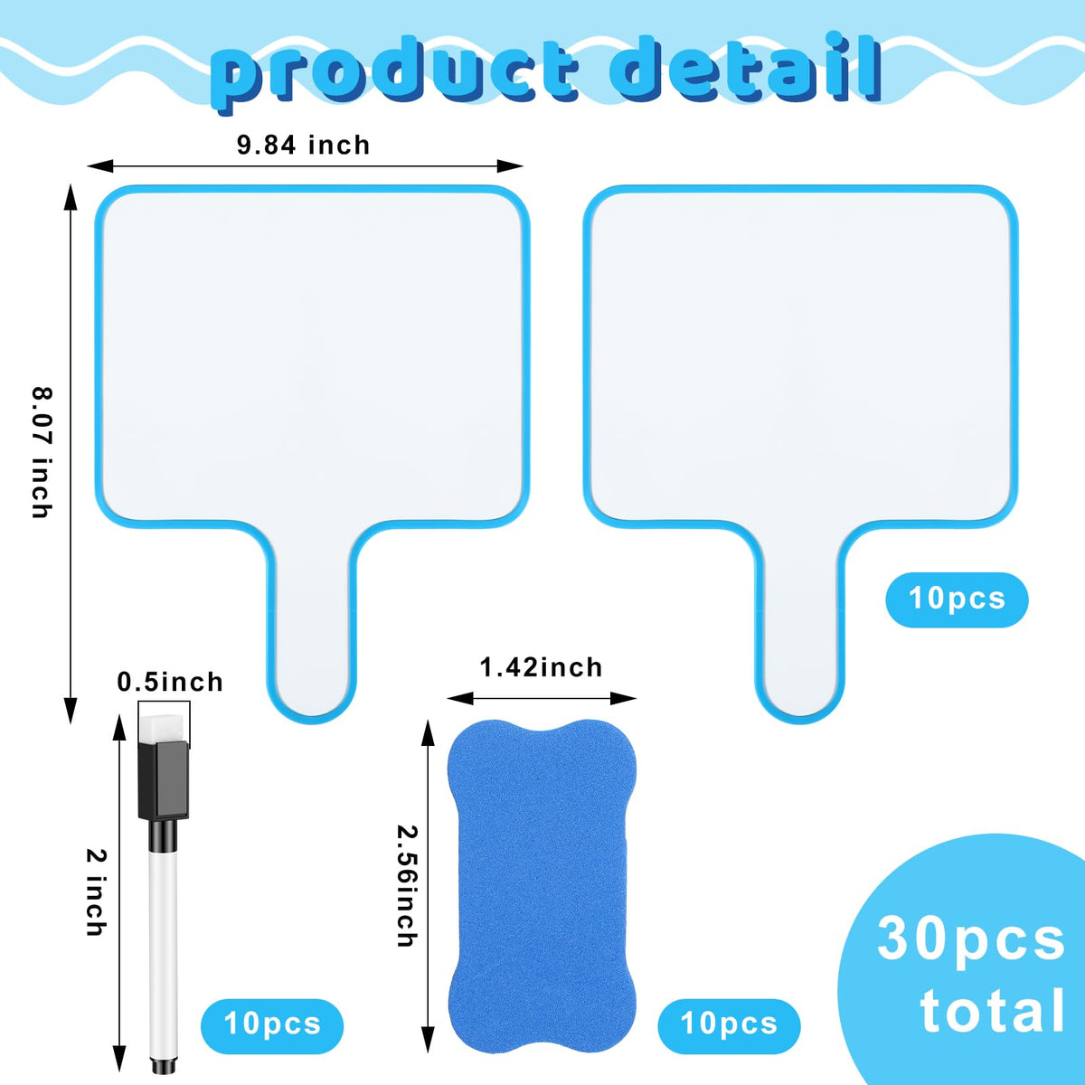 Tenceur 10 Sets Small Dry Erase Whiteboard 10''x 8'' Magnetic Dry Erase Paddles with Handle Double-Sided Mini White Board with Magnetic Markers and Erasers for School Classroom Office Writing Board