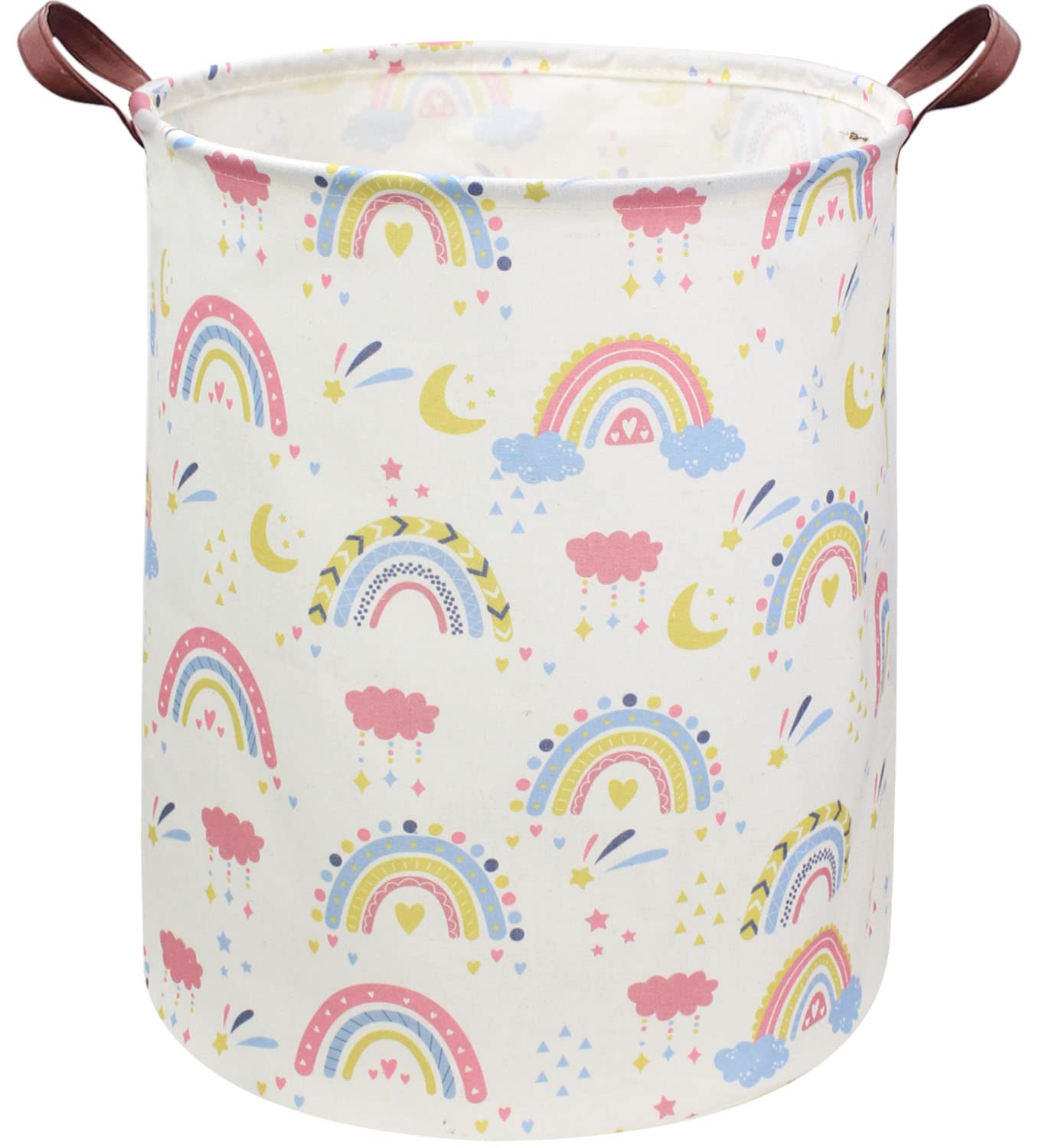 ESSME Rainbow laundry basket,Collapsible Laundry Hamper with Waterproof PE Coating Hamper Nursery Hamper for Room Decor, storage,Gift Basket.(Rainbow)