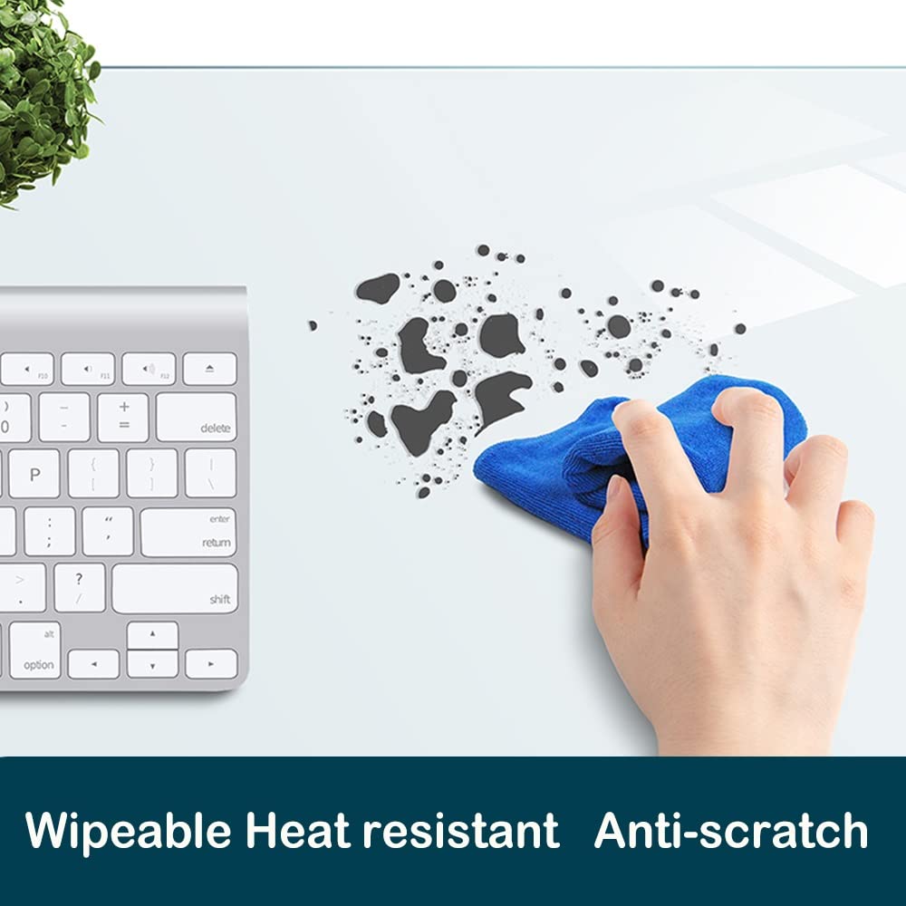 Office Desk Blotter Pad Clear Mats Table Protector PVC Writing Mat Plastic Desk Overlay for Laptop Computer Desktop Keyboard Pads Vinyl Wipeable Waterproof Home with Mouse Pad Mat Extra Large 24x48